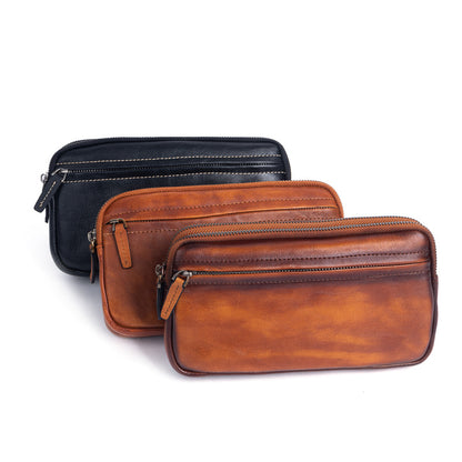 Men's Clutch Bag Genuine Cowhide Leather Casual Men's Handbag 