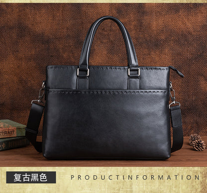 Men's Briefcase Cowhide Genuine Leather Business Men's Handbag 