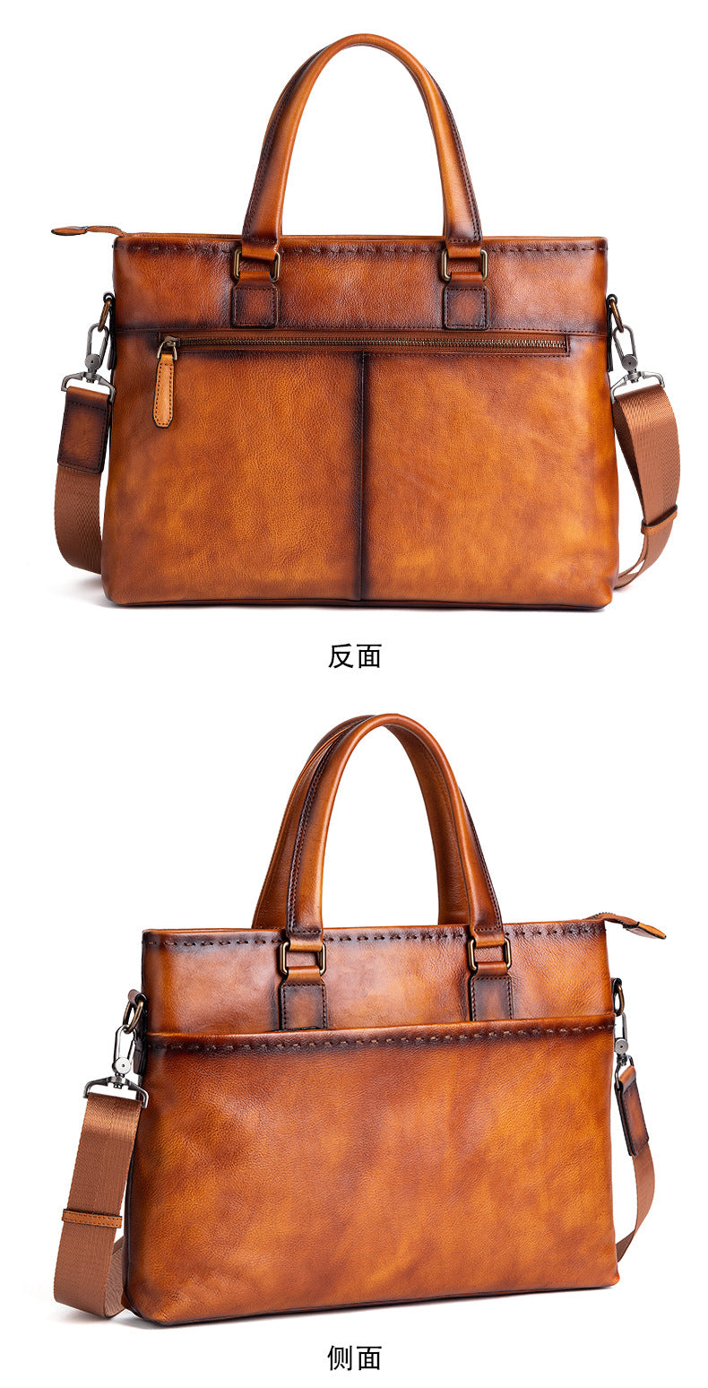 Men's Briefcase Genuine Cowhide Leather Business Casual Bag Men's Handbag 