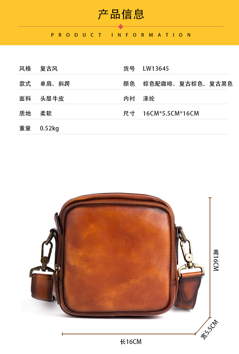 Men's shoulder bag Genuine cowhide leather business crossbody bag for men 