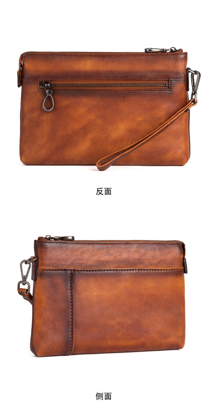 Men's Clutch Bag Genuine Cowhide Leather Casual Men's Handbag 