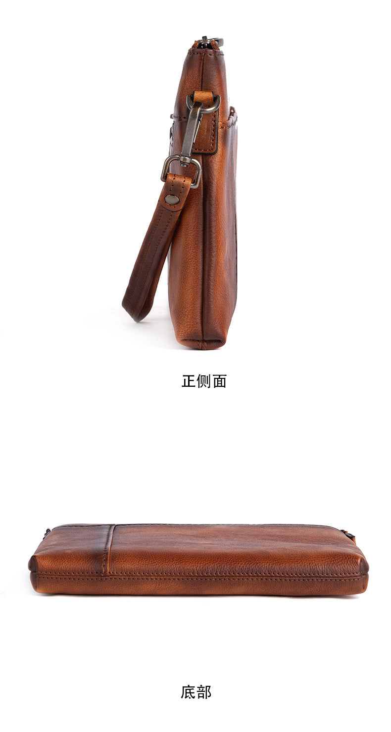 Men's Clutch Bag Genuine Cowhide Leather Casual Men's Handbag 