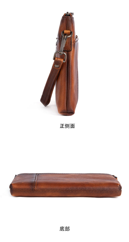 Men's Clutch Bag Genuine Cowhide Leather Casual Men's Handbag 