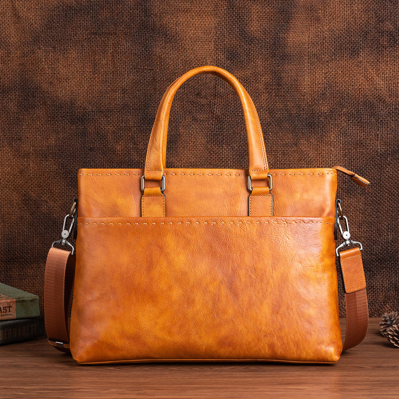 Men's Briefcase Cowhide Genuine Leather Business Men's Handbag 