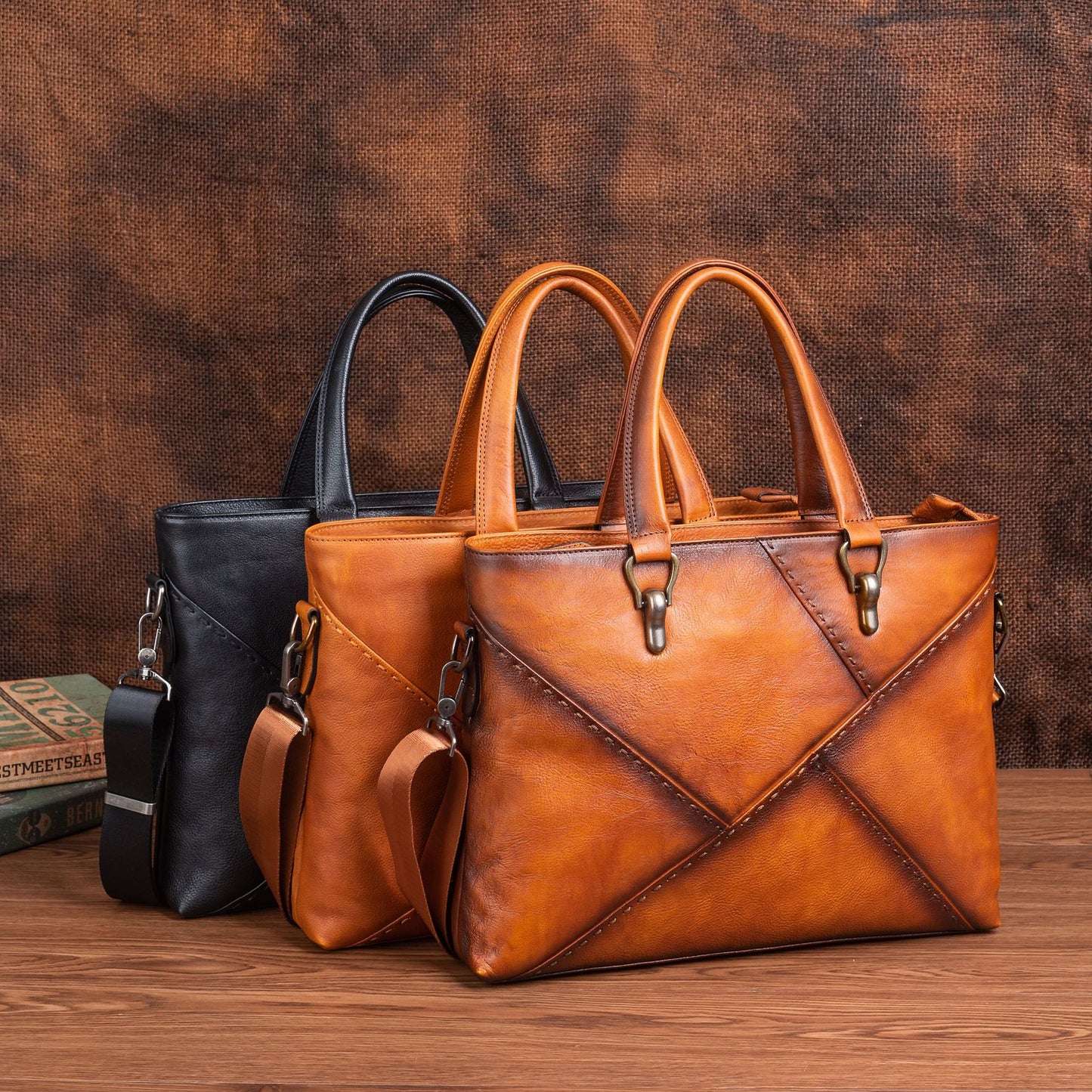 Men's Briefcase Genuine Cowhide Leather Business Casual Bag Men's Handbag 