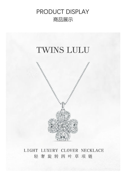 TWINS LULUスーパーフラッシュ回転ラッキー四つ葉クローバーネックレスプレゼント