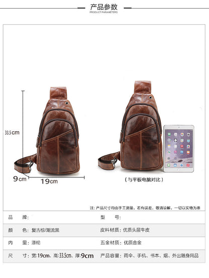 Men's Bust Bag Cowhide Casual Korean Fashion Crossbody Bag for Men