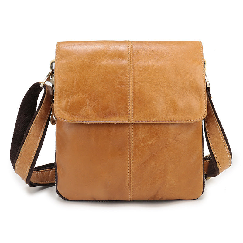 Men's Shoulder Bag Genuine Cowhide Leather Retro Crossbody Bag for Men