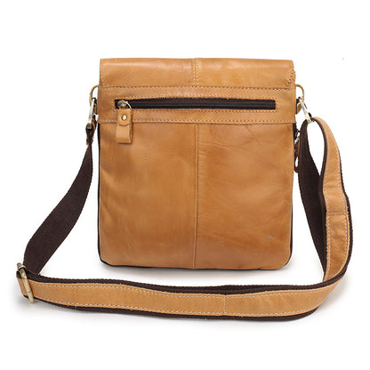 Men's Shoulder Bag Genuine Cowhide Leather Retro Crossbody Bag for Men