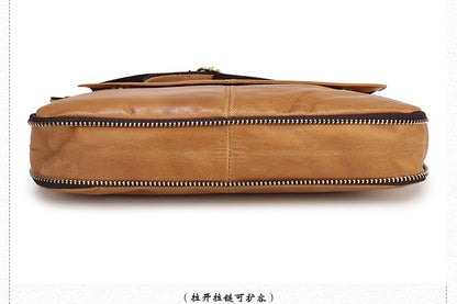 Men's Shoulder Bag Genuine Cowhide Leather Retro Crossbody Bag for Men