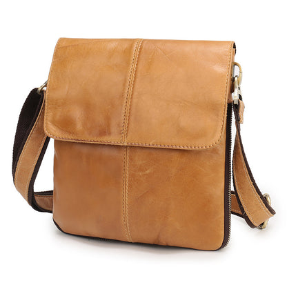 Men's Shoulder Bag Genuine Cowhide Leather Retro Crossbody Bag for Men