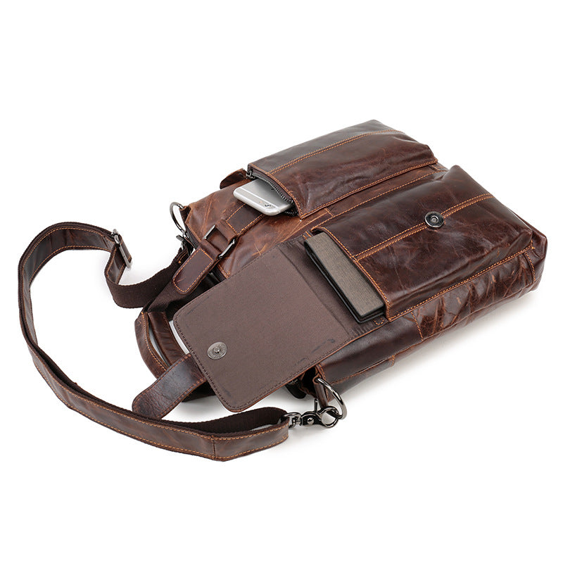 Men's Handbag Genuine Cowhide Leather Retro Casual Business Briefcase Men Shoulder Bag Crossbody Bag