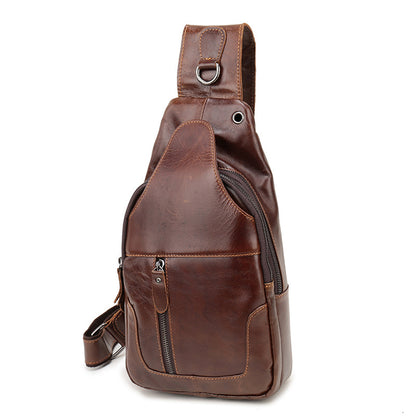 Men's Bust Bag Genuine Cowhide Leather Casual Fashion Men's Crossbody Bag Shoulder Bag 