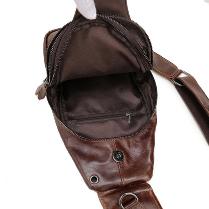 Men's Bust Bag Genuine Cowhide Leather Casual Fashion Men's Crossbody Bag Shoulder Bag 