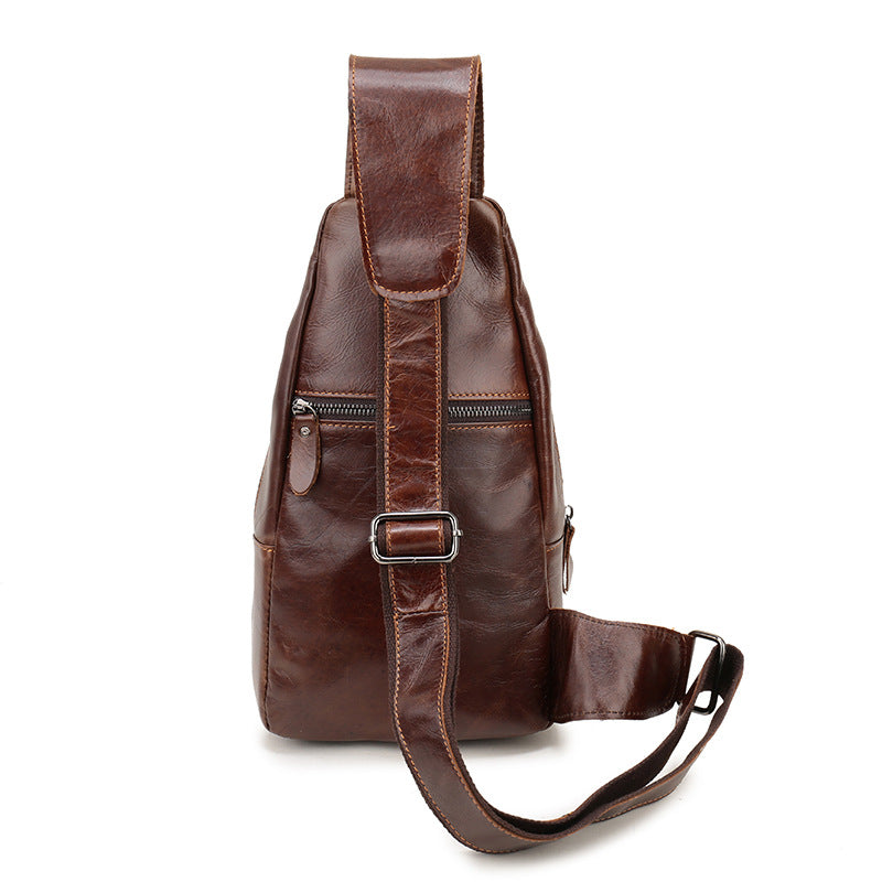 Men's Bust Bag Genuine Cowhide Leather Casual Fashion Men's Crossbody Bag Shoulder Bag 