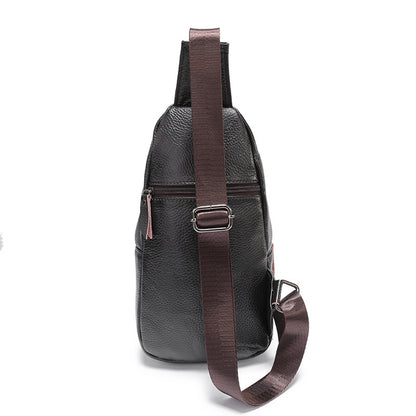 Men's Bust Bag Cowhide Genuine Leather Shoulder Bag Casual Korean Fashion Outdoor Sports Crossbody Bag for Men