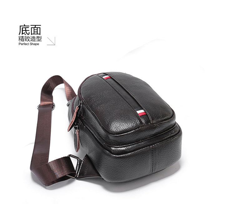 Men's Bust Bag Cowhide Genuine Leather Shoulder Bag Casual Korean Fashion Outdoor Sports Crossbody Bag for Men