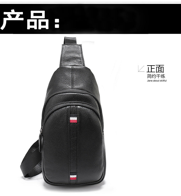 Men's Bust Bag Cowhide Genuine Leather Shoulder Bag Casual Korean Fashion Outdoor Sports Crossbody Bag for Men