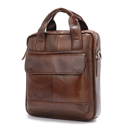 Men's Shoulder Bag Genuine Cowhide Briefcase Retro Business Handbag Men's Crossbody Bag 