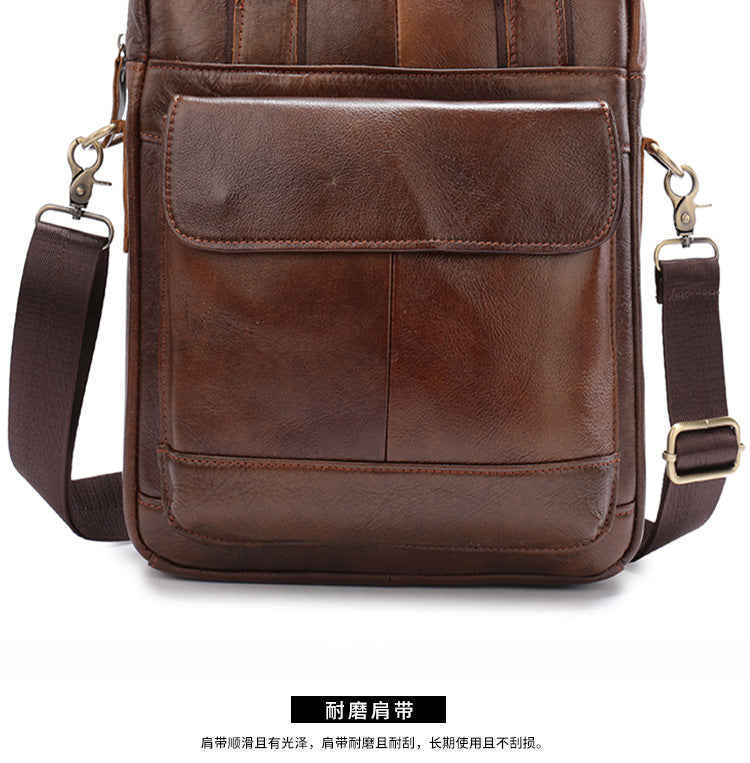 Men's Shoulder Bag Genuine Cowhide Briefcase Retro Business Handbag Men's Crossbody Bag 