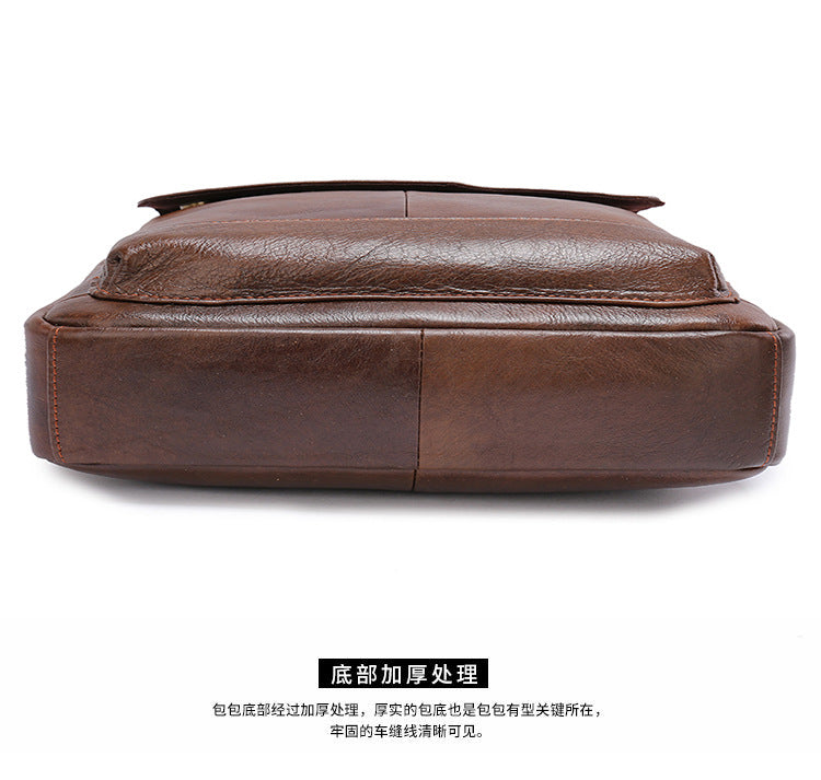 Men's Shoulder Bag Genuine Cowhide Briefcase Retro Business Handbag Men's Crossbody Bag 