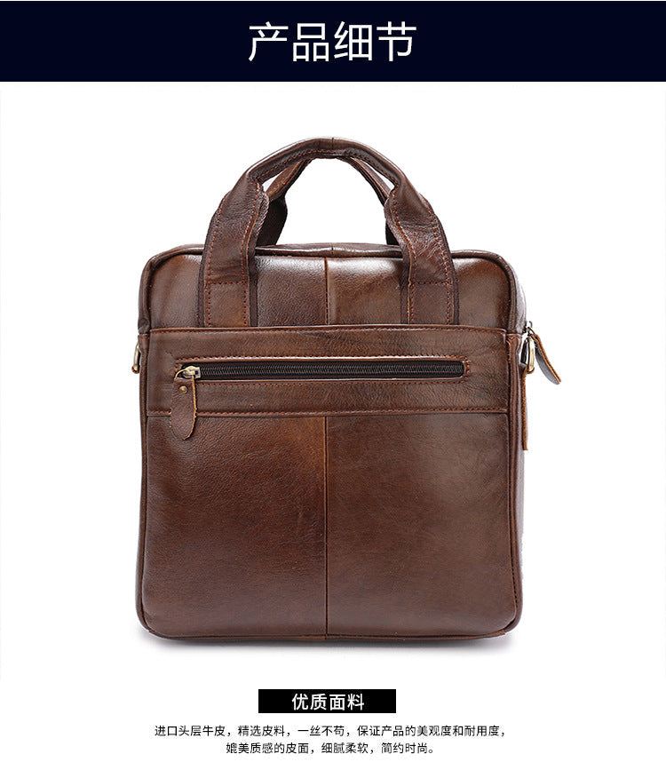 Men's Shoulder Bag Genuine Cowhide Briefcase Retro Business Handbag Men's Crossbody Bag 