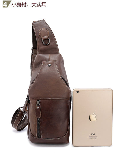 Men's Bust Bag Cowhide Genuine Leather Casual Fashion Sports Crossbody Bag for Men Shoulder Bag 