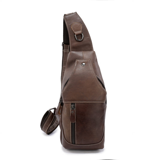 Men's Bust Bag Cowhide Genuine Leather Casual Fashion Sports Crossbody Bag for Men Shoulder Bag 