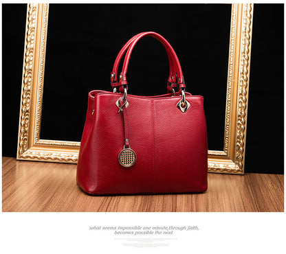 Ladies bag handbag one shoulder cowhide fashionable genuine leather simple shoulder bag handbag.bag