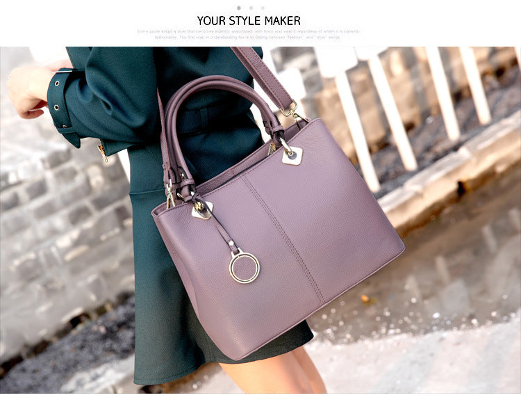 Ladies bag handbag one shoulder cowhide fashionable genuine leather simple shoulder bag handbag.bag