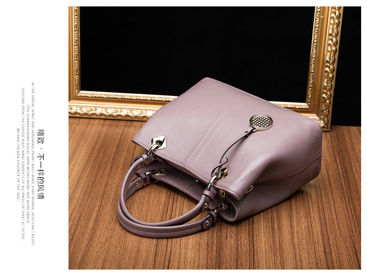 Ladies bag handbag one shoulder cowhide fashionable genuine leather simple shoulder bag handbag.bag