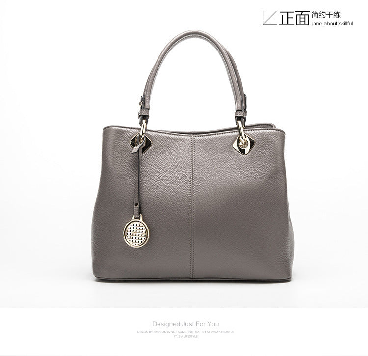 Ladies bag handbag one shoulder cowhide fashionable genuine leather simple shoulder bag handbag.bag