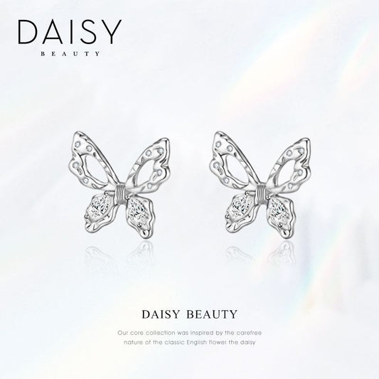 DAISY BEAUTY蝶のピアス女性S925純銀ins韓系オリジナル耳飾り