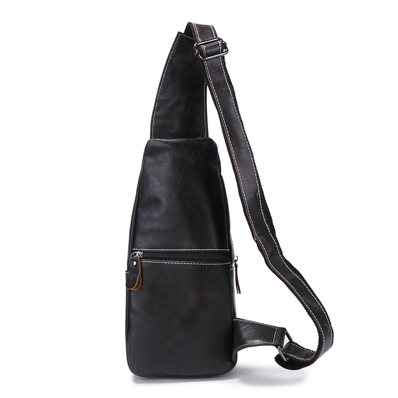 Men's Bust Bag Cowhide Genuine Leather Casual Fashion Sports Crossbody Bag for Men Shoulder Bag 