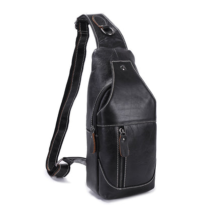 Men's Bust Bag Cowhide Genuine Leather Casual Fashion Sports Crossbody Bag for Men Shoulder Bag 