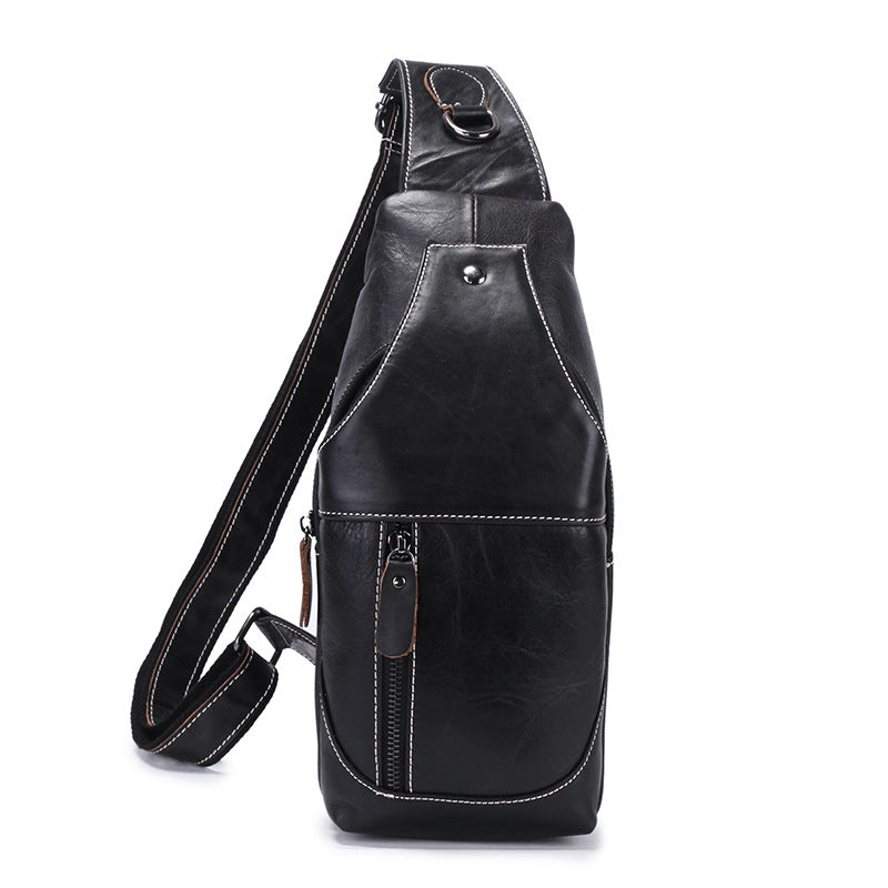 Men's Bust Bag Cowhide Genuine Leather Casual Fashion Sports Crossbody Bag for Men Shoulder Bag 