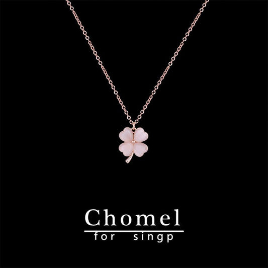 CHOMEL FOR SINGPネックレス女性四つ葉クローバームーンペンダント鎖骨チェーンバレンタインプレゼント