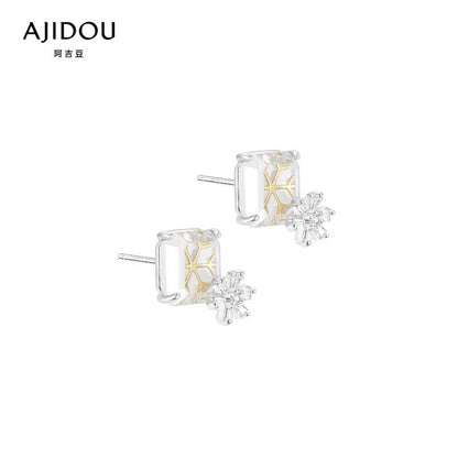 AJIDOU氷結雪花シリーズ洗練されたシンプルで美しいピアス