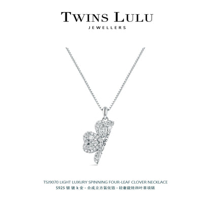 TWINS LULUスーパーフラッシュ回転ラッキー四つ葉クローバーネックレスプレゼント