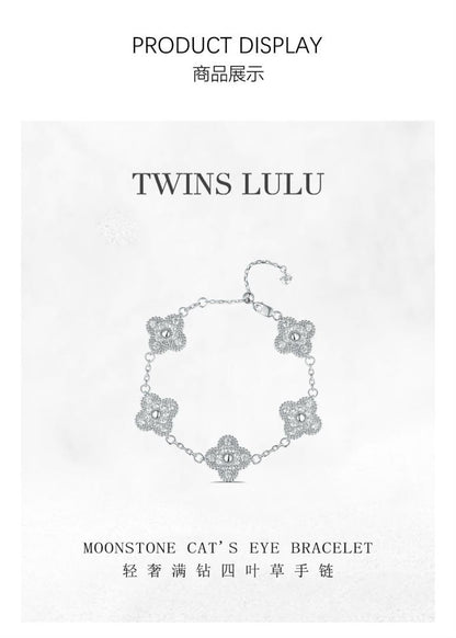 TWINS LULUフラワーエレメント四つ葉クローバーイヤリングネックレスブレスレット3点セットプレゼント