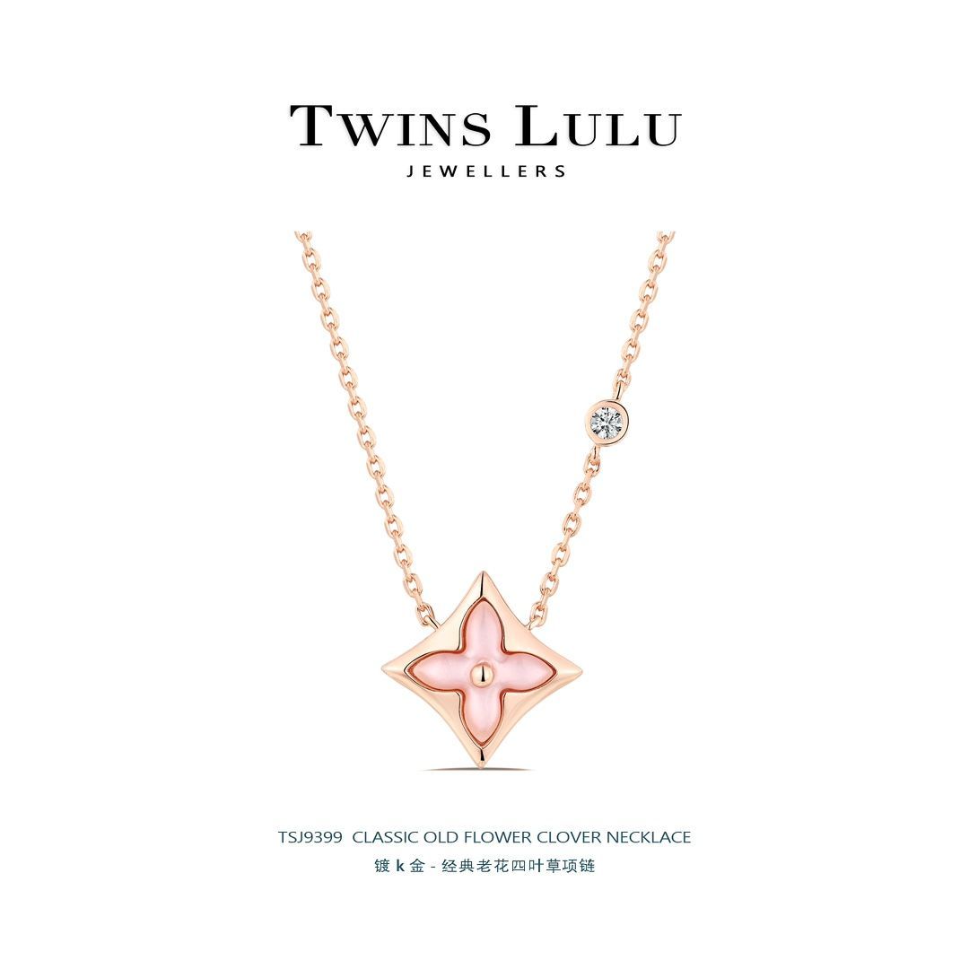 TWINS LULU ローズゴールド 立体四つ葉クローバーアクセサリーセット プレゼント