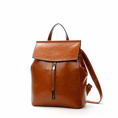 Ladies Bags Fashion Genuine Leather Retro School Bags Oil Wax Cowhide Fashion School Bags Rucksack