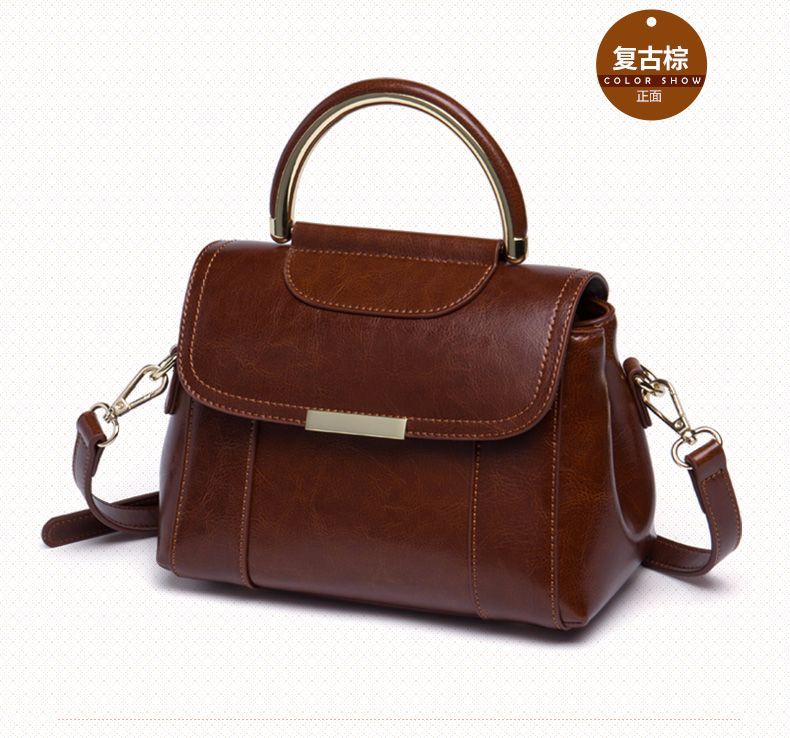 Women's bag Genuine leather handbag Cowhide crossbody bag that goes with anything Retro elegant shoulder bag. Pochette