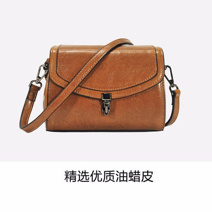 Women's Bag Genuine Cowhide Leather Crossbody Bag Square Bag Fashion Retro Shoulder Bag.Pochette