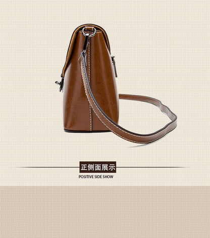 Women's bag Retro cowhide fashion square bag Genuine leather crossbody bag Shoulder bag. Pochette