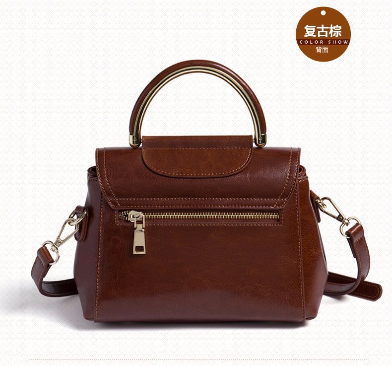 Women's bag Genuine leather handbag Cowhide crossbody bag that goes with anything Retro elegant shoulder bag. Pochette