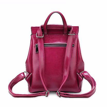 Ladies Bags Fashion Genuine Leather Retro School Bags Oil Wax Cowhide Fashion School Bags Rucksack