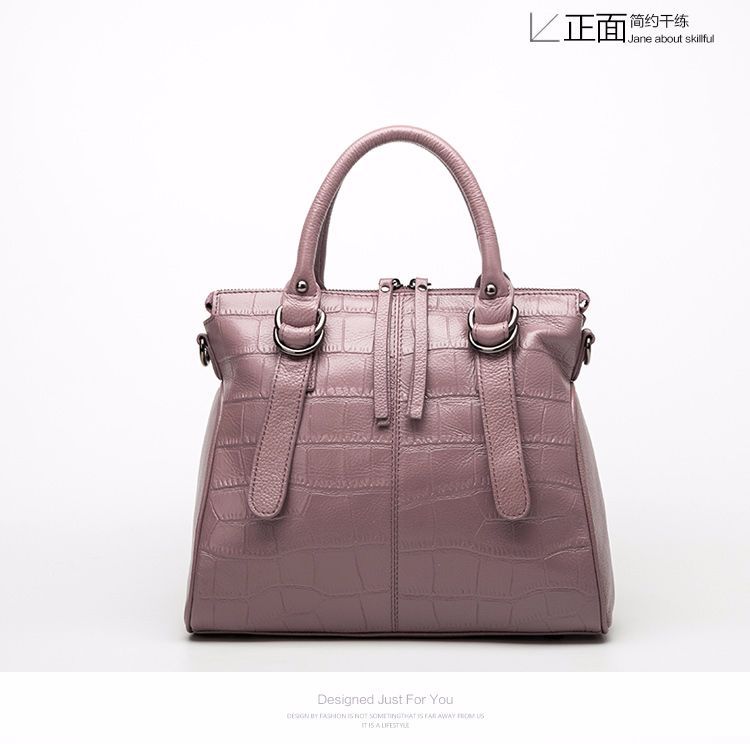 Genuine Leather Women's Bag Crocodile Pattern Top Cowhide Handbag Genuine Leather Shoulder Bag Fashion Retro Handbag. Bag