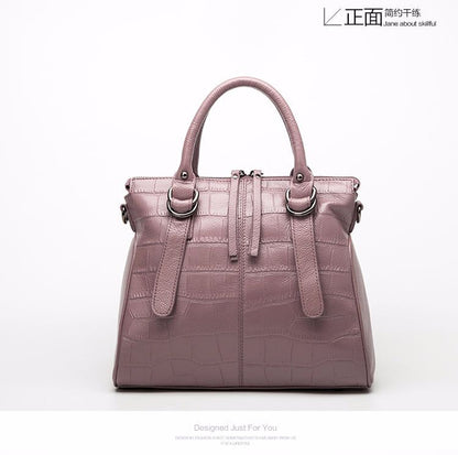 Genuine Leather Women's Bag Crocodile Pattern Top Cowhide Handbag Genuine Leather Shoulder Bag Fashion Retro Handbag. Bag