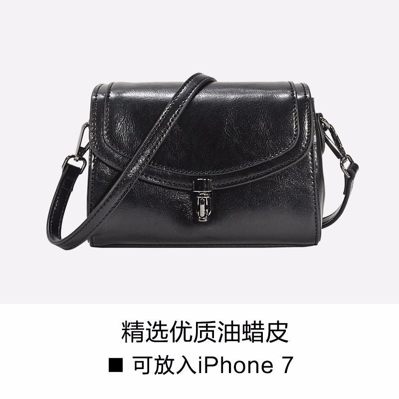 Women's Bag Genuine Cowhide Leather Crossbody Bag Square Bag Fashion Retro Shoulder Bag.Pochette